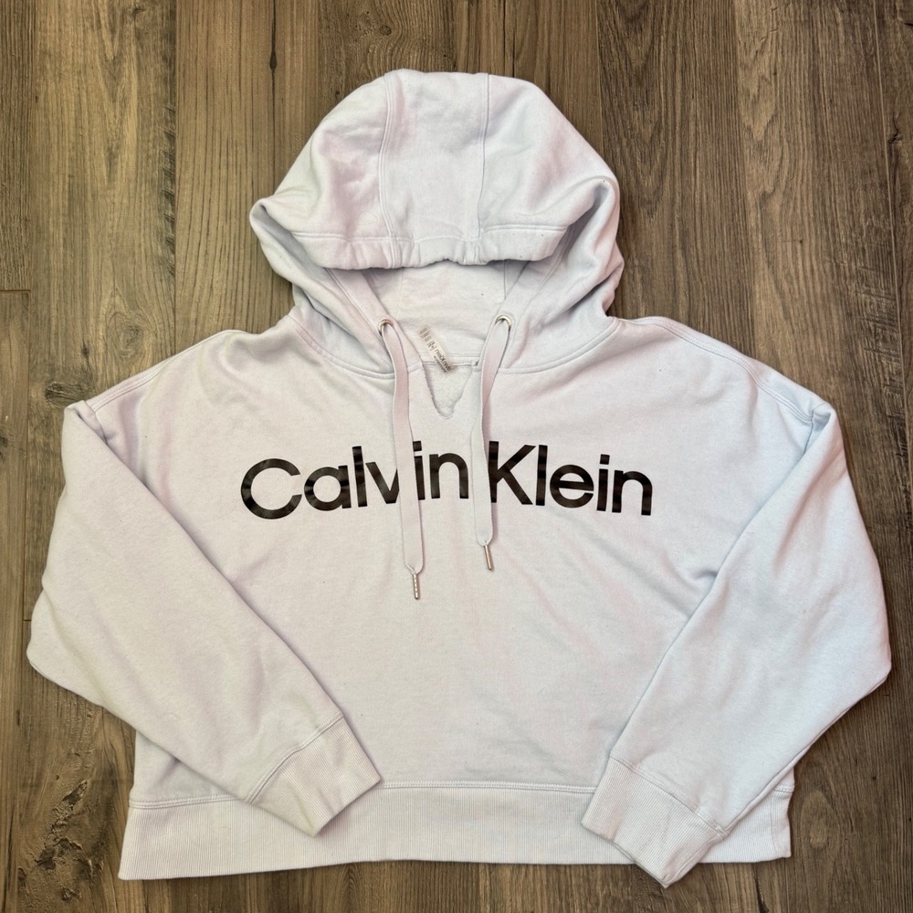 Calvin Klein Performance Hoodie Pullover Light Blue Logo XL TG XG